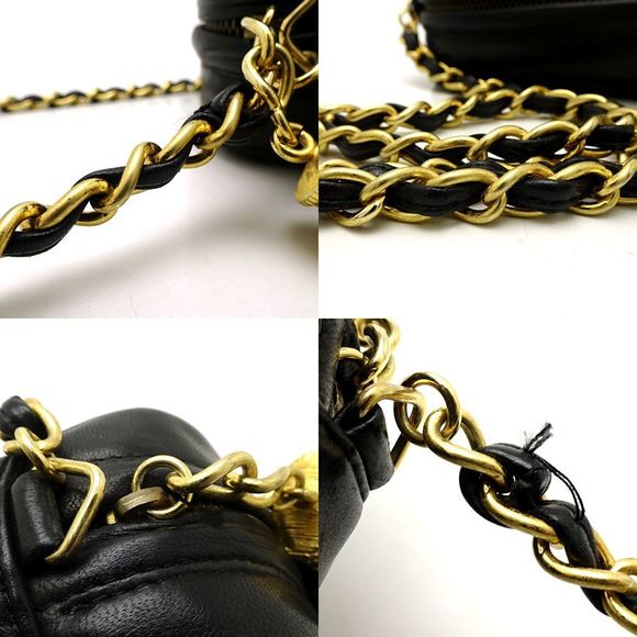 Chanel Chain Shoulder Bag Leather Black Fringe - Picture 3 of 6